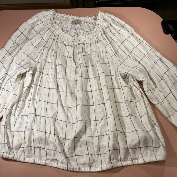 Loft NWT Cream Checkered Blouse - Picture 1 of 9